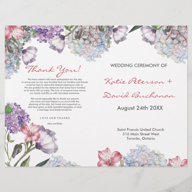 Handpainted water color hydrangea wedding (Front)