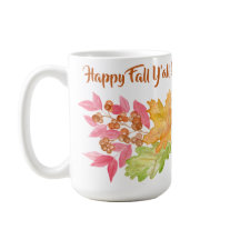Handpainted Watercolor Autumn Leaves + Berries Mug