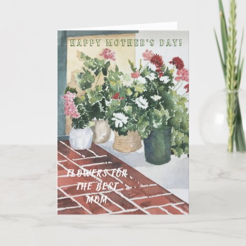 HANDPAINTED WATERCOLOR FLORAL BEST MOTHERS DAY  CARD