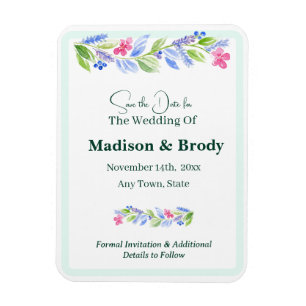 Handpainted Watercolor Floral SAVE THE Date Magnet