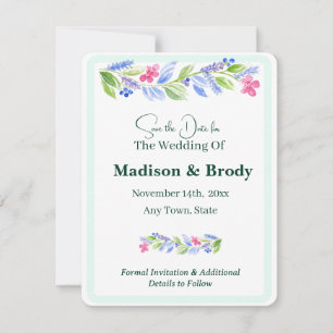 Handpainted Watercolor Flowers SAVE the DATE Photo