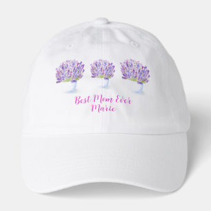 Handpainted Watercolor Lavender Floral MOM Hat