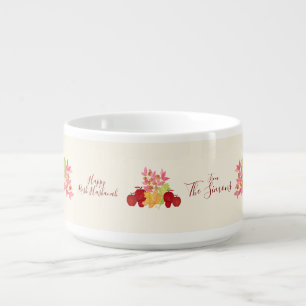 Handpainted Watercolor Leaves Apple Rosh Hashanah Bowl