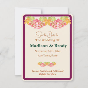 Handpainted Watercolor Leaves SAVE the DATE Photo