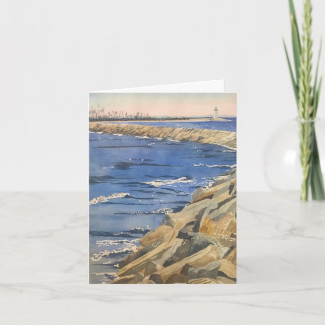 Handpainted Watercolor Nautical Note Card (Front)