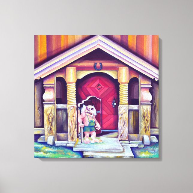 Handpainted Watercolor Scandinavian Troll Canvas Print (Front)