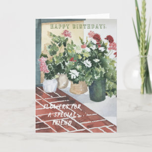 HANDPAINTED WATERCOLOR SPECIAL FRIEND  BIRTHDAY CARD