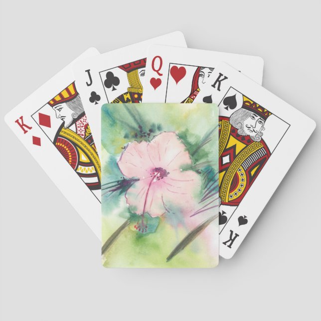 Handpainted Watercolour Belizean Hibiscus Flower Poker Cards (Back)