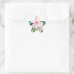 Handpainted Watercolour Belizean Hibiscus Flower Star Sticker