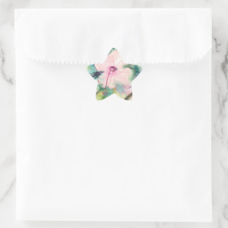 Handpainted Watercolour Belizean Hibiscus Flower Star Sticker