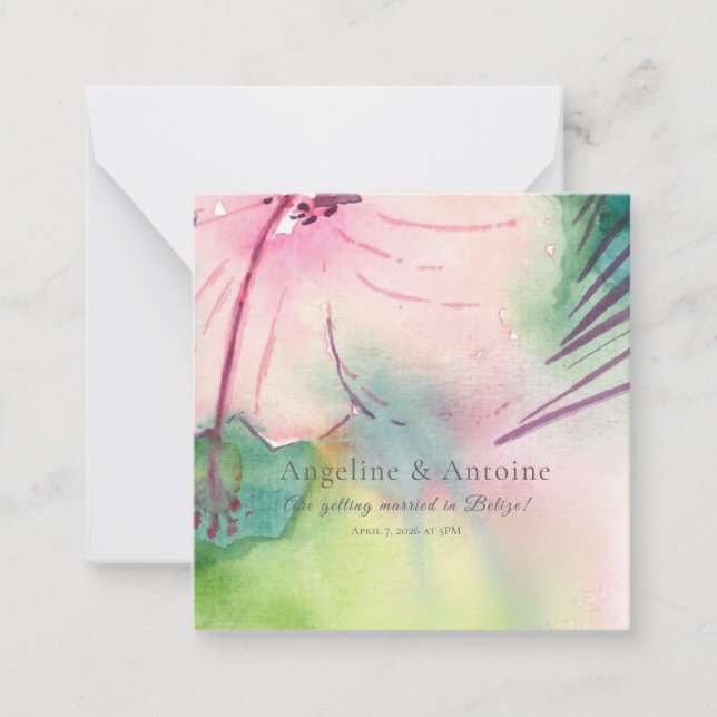 Handpainted watercolour Belizean hibiscus Note Card (Front)