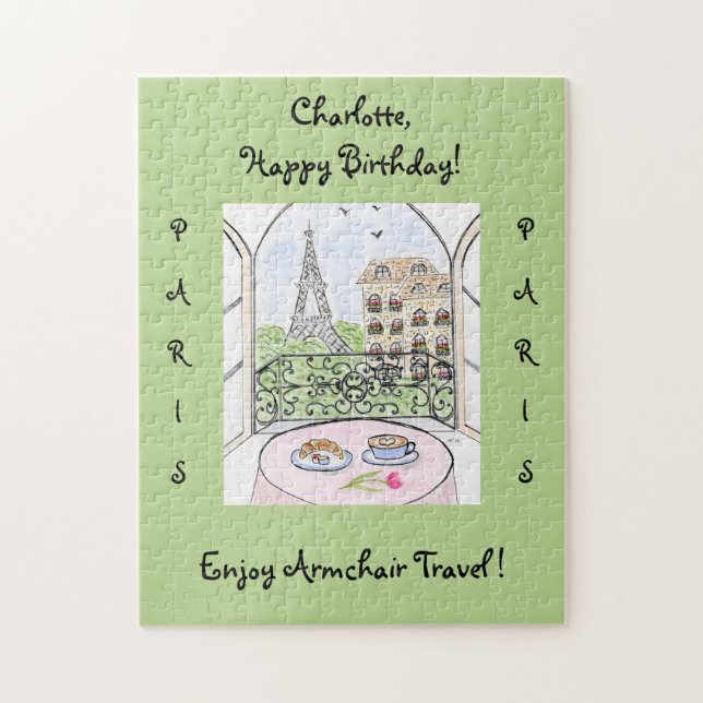 Handpainted Whimsical Paris Eiffel Tower CUSTOMIZE Jigsaw Puzzle (Vertical)