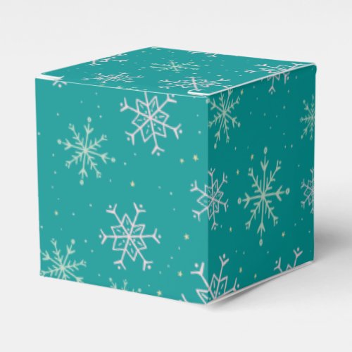 Handpainted White  Aqua Snowflakes on Teal Favor Boxes