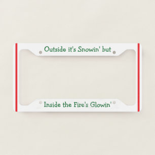 Handpainted Winter Trees Outside Snow Fires Glowin License Plate Frame