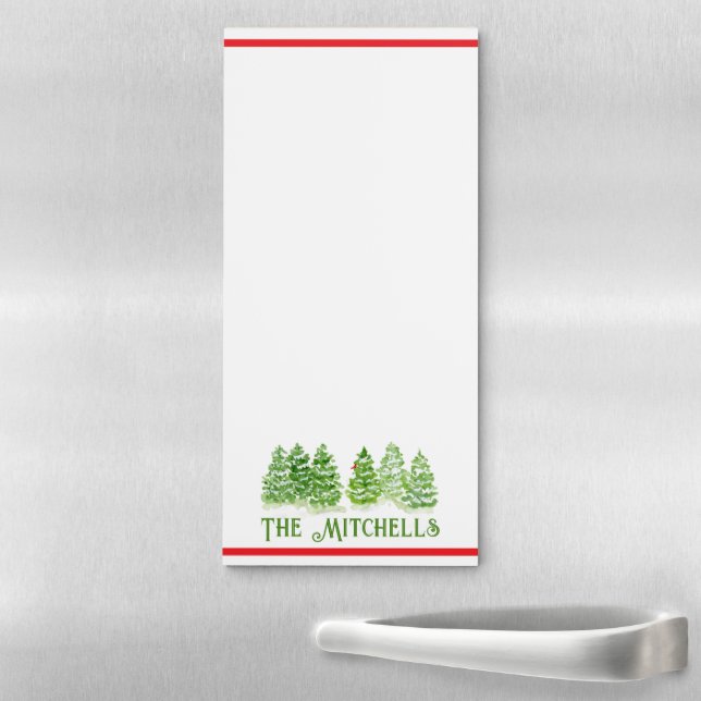 Handpainted Winter Trees PERSONALIZE NAME Magnetic Notepad (In Situ)
