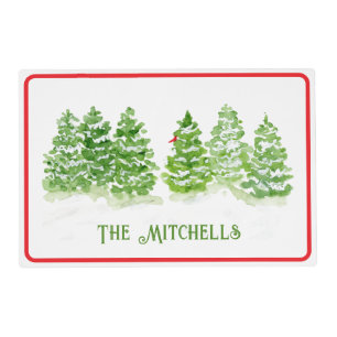Handpainted Winter Trees PERSONALIZE NAME Placemat