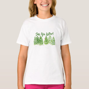 Handpainted Winter Trees SKI YA LATER Kids T-Shirt