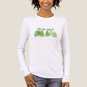 Handpainted Winter Trees SKI YA LATER Womans Tri-Blend Shirt