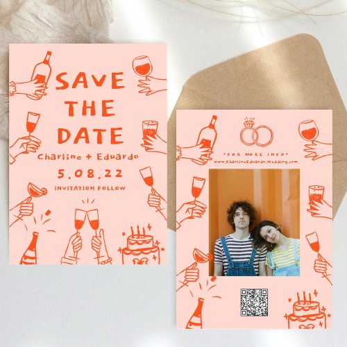 Handpainting Funky Retro Contemporary  Save The Date