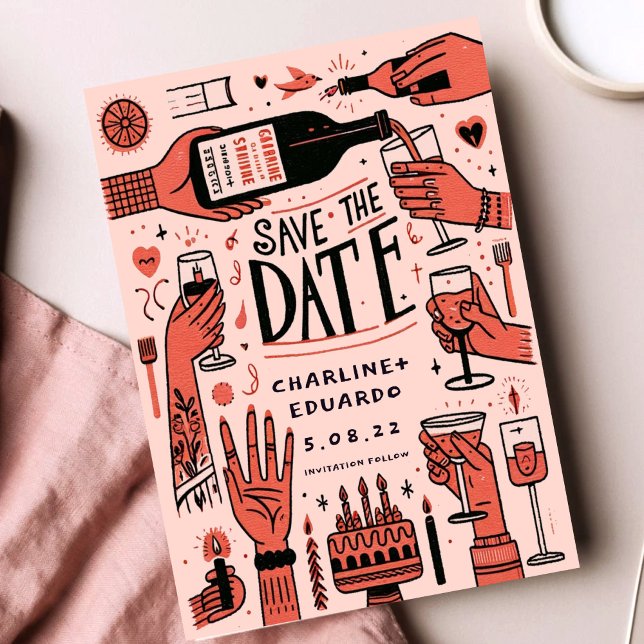 Handpainting Funky Retro Contemporary Save The Date (Creator Uploaded)