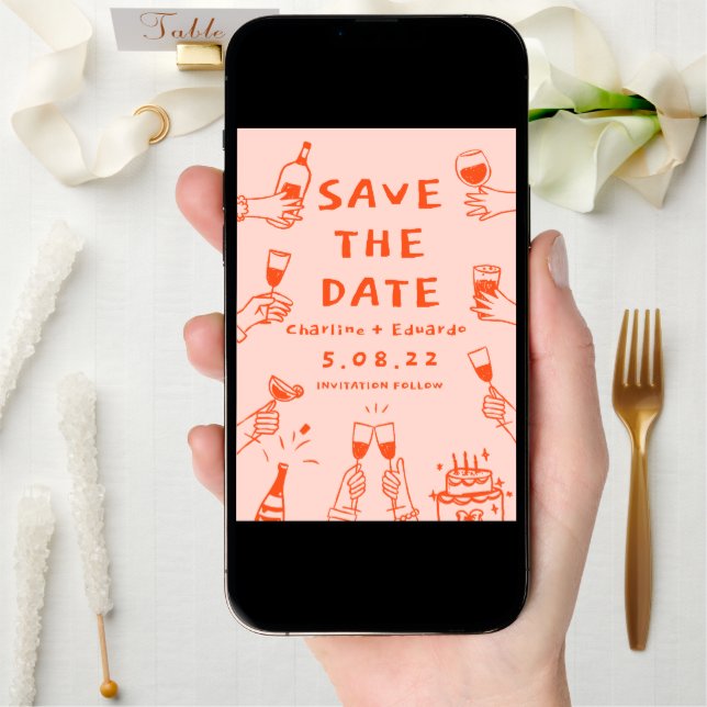 Handpainting Funky Retro Contemporary  Save The Date (Front Digital)