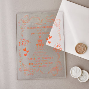 Handpainting Retro Contemporary Art Wedding Acrylic Invitations