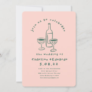 Handpainting Retro Contemporary Art Wedding Invitation