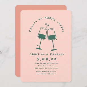 Handpainting Retro  Contemporary Art Wedding  Invitation