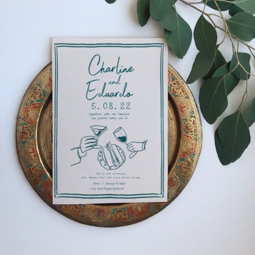 Handpainting Retro Contemporary Art Wedding Invitation