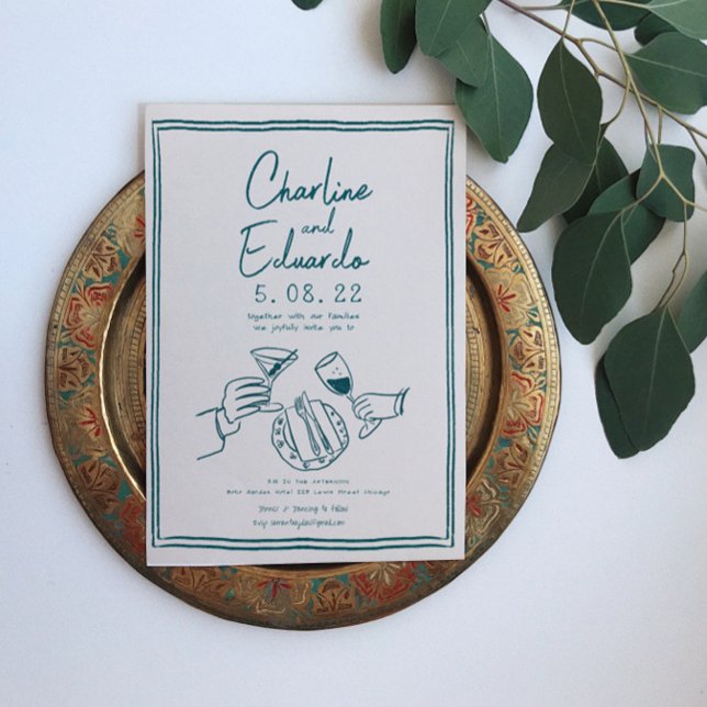 Handpainting Retro Contemporary Art Wedding Invitation (Creator Uploaded)