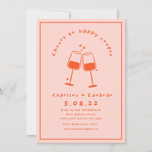 Handpainting Retro  Contemporary Art Wedding  Invitation (Front)