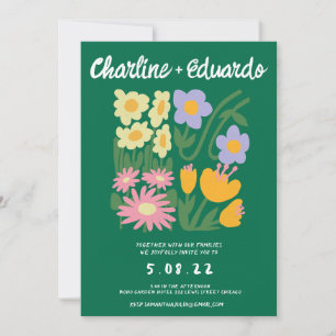 Handpainting Retro Contemporary Art Wedding Invitation