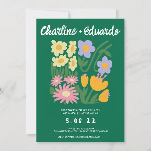 Handpainting Retro Contemporary Art Wedding  Invitation