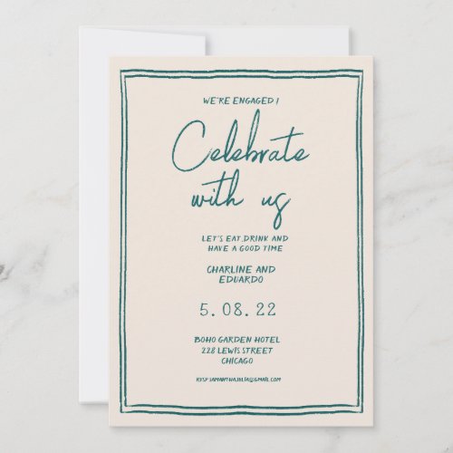 Handpainting Retro Contemporary Engagement Invitation