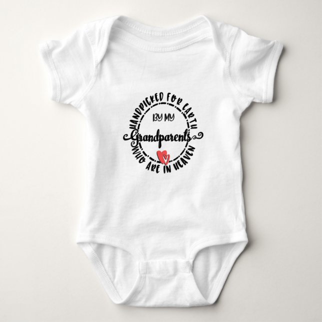 Handpicked By My Grandparents In Heaven Baby Bodysuit (Front)