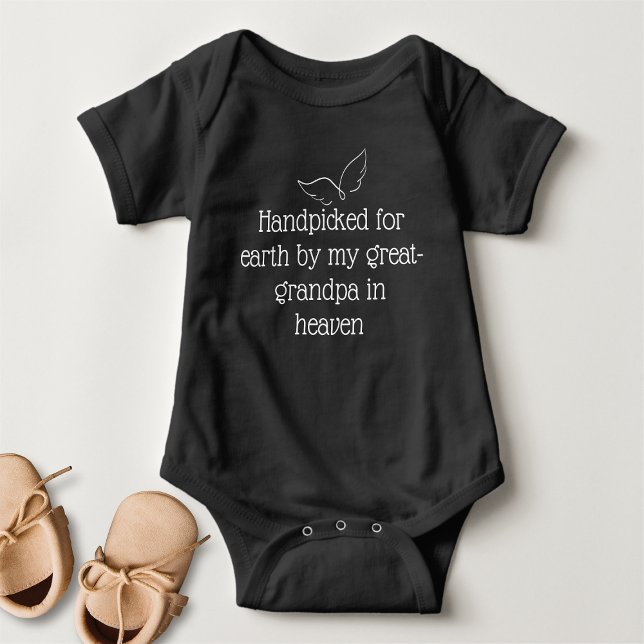 Handpicked For Earth By My Great Grandpa Black Baby Bodysuit (Creator Uploaded)