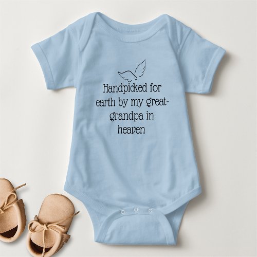 Handpicked For Earth By My Great Grandpa Blue Baby Bodysuit