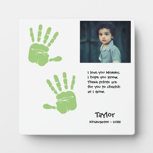 Handprint First day of School Poem for Mom Plaque