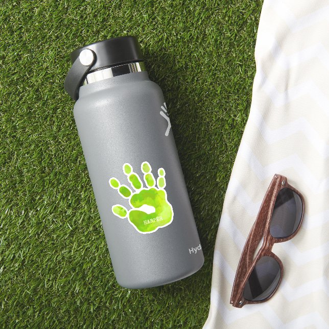 Handprint Kids Green Hand NAME Timeless Fun Sticker (HydroFlask Insitu)