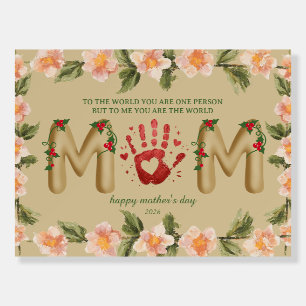 Handprint Mother’s Day Keepsake Poster,Floral Mom Foam Board