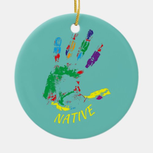 Handprint Native American Indigenous Tribe Ceramic Ornament
