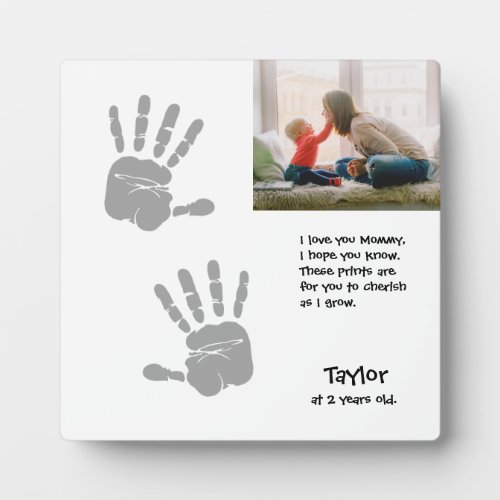 Handprint with photo and poem mothers day plaque