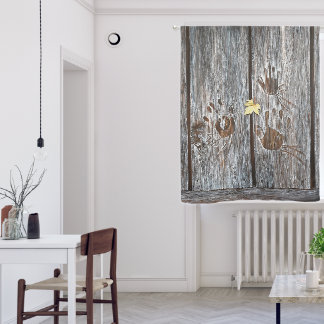 Handprints Birds on Wooden Boards with Autumn Leaf Blackout Curtains
