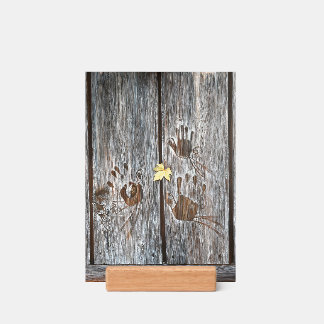 Handprints Birds on Wooden Boards with Autumn Leaf Holder