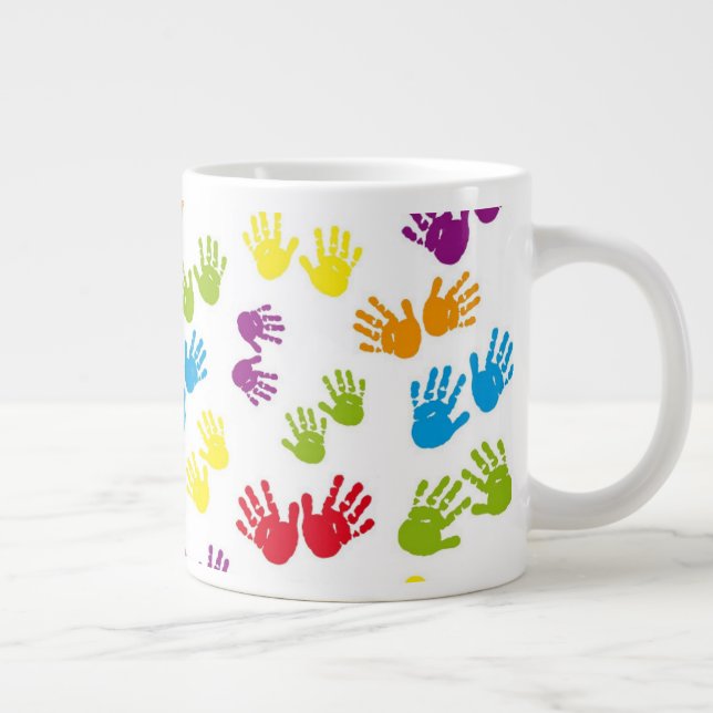 Handprints Free Background Mug (Right)