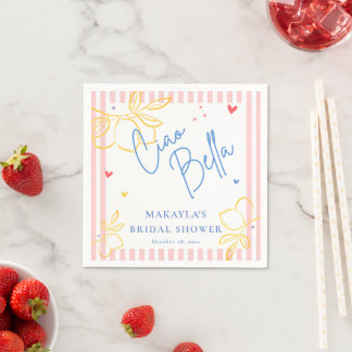 Handrawn Ciao Bella lemon Italian Bridal Shower Napkins