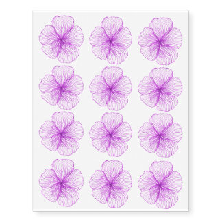 Handrawn Flowers Purple Original Drawing Temporary Tattoos