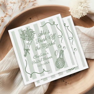 Handrawn Fresh Off the Market Bridal Shower Napkins