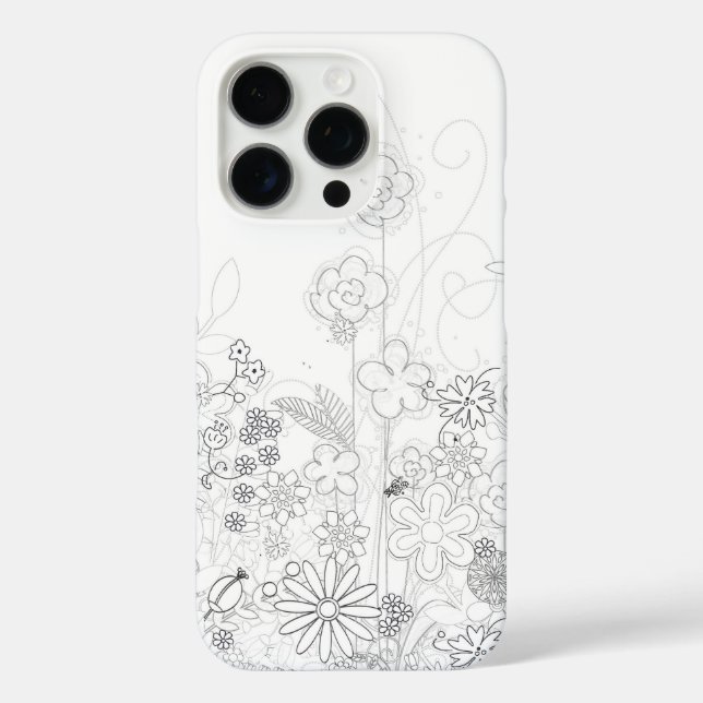 Handrawn Wildflowers Black and White Case-Mate iPhone Case (Back)