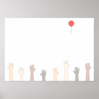 Hands and a red balloon. poster